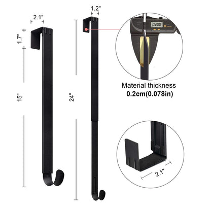 Myfolrena Wreath Hanger Adjustable Door Hanger Wreath Hanger for Front Door 15 to 24inch,Wreath Hook, Hold Up 20lb (Black,1 Pack)