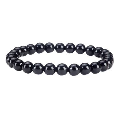 Cherry Tree Collection - Small, Medium, Large Sizes - Gemstone Beaded Bracelets For Women and Men - 6mm Round Beads (Black Agate - Medium)