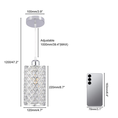 diisunbihuo Modern Crystal Pendant Lighting Hanging Pendant Lighting Fixture Adjustable Ceiling Light for Kitchen Dining Room Bedroom Kitchen Island (Silver)