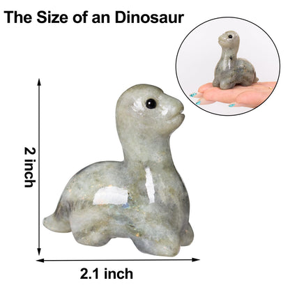 Hguxmcu Hand Carved Labradorite Dinosaur Figurine 2 Inch Healing Crystal Statue Realistic Gemstone Animal Sculpture Reiki Energy Decor Lucky Gift for Meditation Collectors