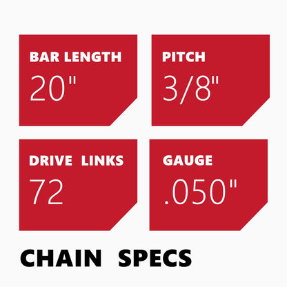 KAKEI 20 Inch Chainsaw Chain 3/8" Pitch .050" Gauge 72 Drive Links- 33RS 72 Fits MS311 MS391, Husqvarna 455 (Rancher), 460 (Rancher), Poulan Pro and More- E72 (3 Chains) - Full Chisel