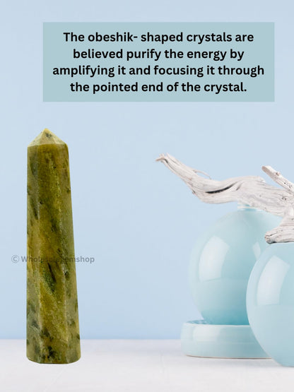 3 Inch Green Kyanite Gemstones Obelisk Tower Jumbo Facet Aura Rock Crystal Natural Polished Earth Wand Spirit