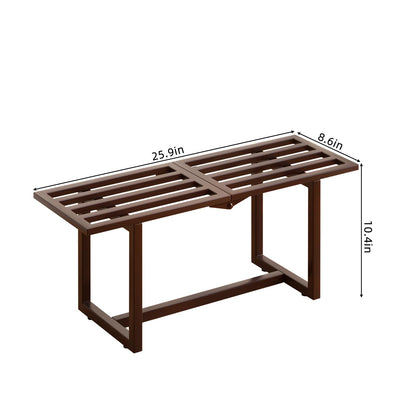 Rioneta Plant Stand Indoor Outdoor, Foldable Metal Plant Shelf for Multiple Pots, Mid Century Slatted Bench for Patio Garden, Heavy Duty Capacity 330 lbs 2 Pack Coffee