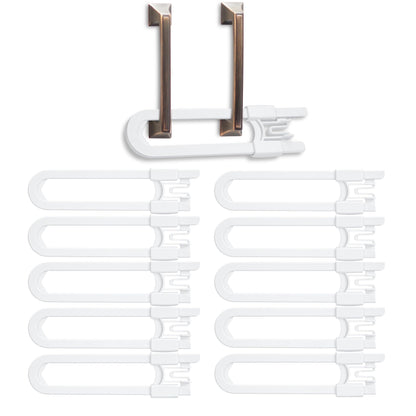 Vmaisi Baby Sliding Cabinet Locks - Adjustable U Shaped Child Safety Locks for Cabinets with Handles or Knobs, Childproof Latches for Kitchen Bathroom Storage Cupboards 10 Pack