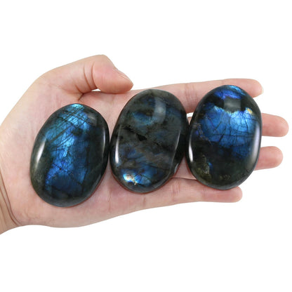 Nvzi Labradorite Crystal Palm Stone, Worry Stones, Crystals and Healing Stones, Polished Rocks, Natural Gemstones, Chakra Stones for Healing Crystals Daily Use