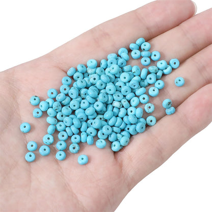 BEADIA Natural Blue Turquoise Disk Stone Beads 4x2mm 160pcs Rondelle Loose Semi Gemstone Beads for Jewelry Making Design