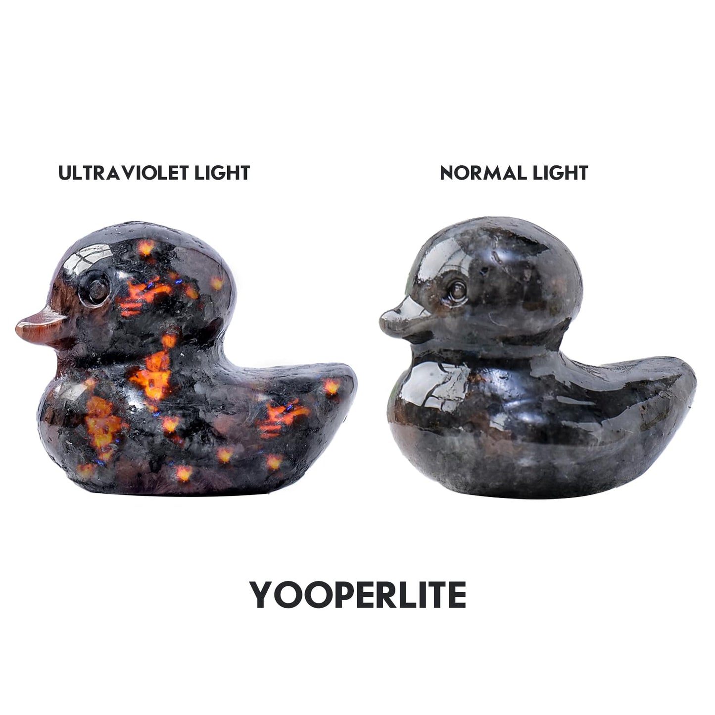 Runyangshi Crystal Duckling Statue Natural Flame Yooperlite Stone Figurine Crystal and Healing Stone Hand Carved Lucky Gemstone Sculpture Desk Decor Duck Lover Gift