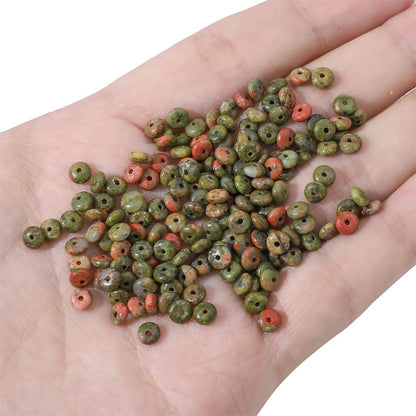 BEADIA Natural Unakite Disk Stone Beads 4x2mm 160pcs Rondelle Loose Semi Gemstone Beads for Jewelry Making Design