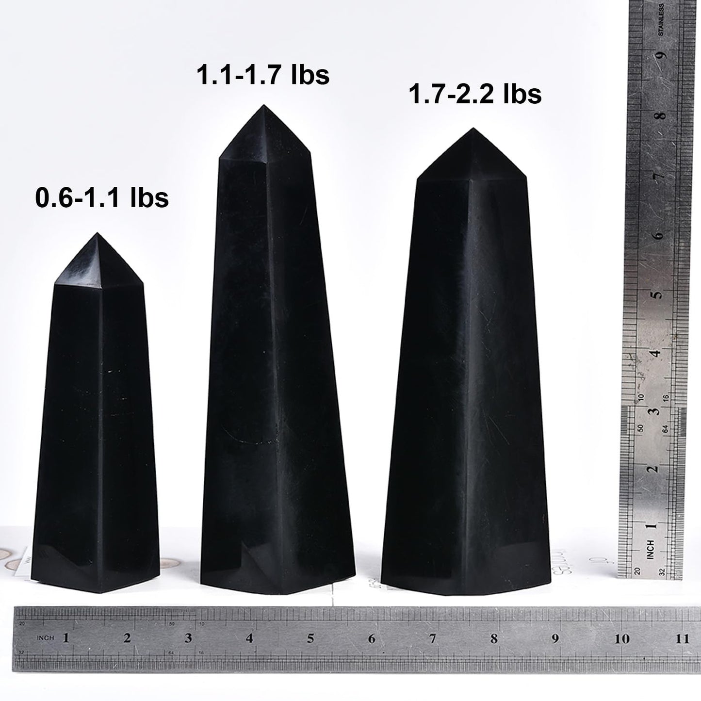 JIC Gem Large Black Obsidian Healing Crystals Wand 4 Faceted Crystal Point Obelisk Gemstone Natural Reiki Energy Stone for Meditation Crystal Grid Decoration 1.7-2.2 Lbs