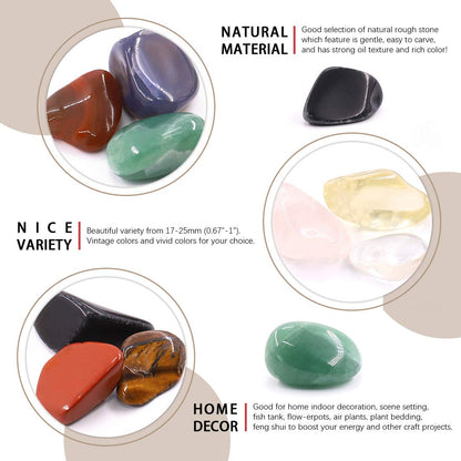Hilitchi 1lb Bulk Large Natural Tumbled Polished Brazilian Stones Gemstone Healing Crystals Quartz for Wicca, Reiki, and Energy Crystal Healing (Big Assorted Stones About 1lb/450g/16oz/Bag)
