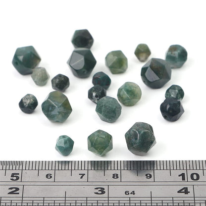 BEADIA Faceted Natural Moss Agate Stone Round Beads 6mm 36cm/Strand for Jewelry Making