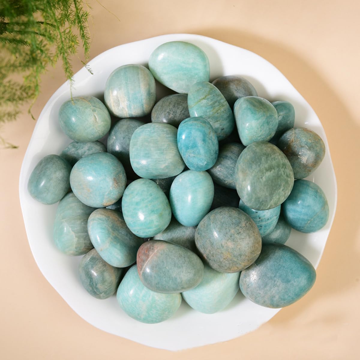 Erliway Amazonite Healing Crystal Stones, 1.25-2.0" Large Reiki Healing Gemstones Natural Tumbled Polished Stones for Energy Witchcraft Therapy Meditation
