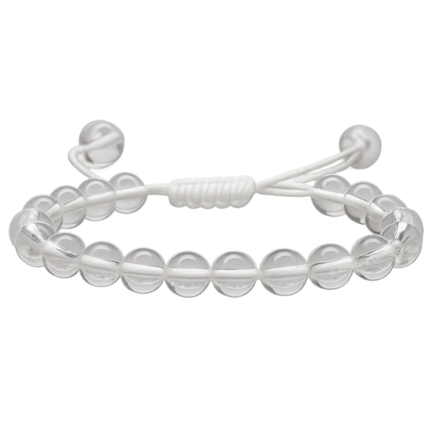 Amazing Gemstone Clear Quartz Bracelet, Gifts For Men & Women - Protection Healing Crystal Bracelet - 8mm Gemstone Beaded Adjustable Bracelet, Pulseras Para Hombres Mujer Stocking Stuffers