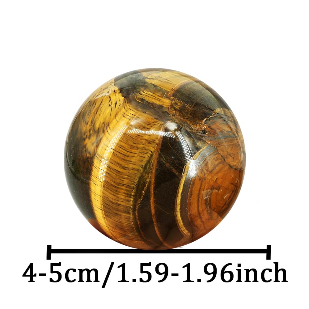 40-50mm Natural Tiger's Eye Crystal Ball, Hand Polished Tiger Eye Stone Sphere, Healing Crystal Decorative Sphere, Reiki Energy Stone Crafts, Feng Shui Home Desktop Ornament Gift