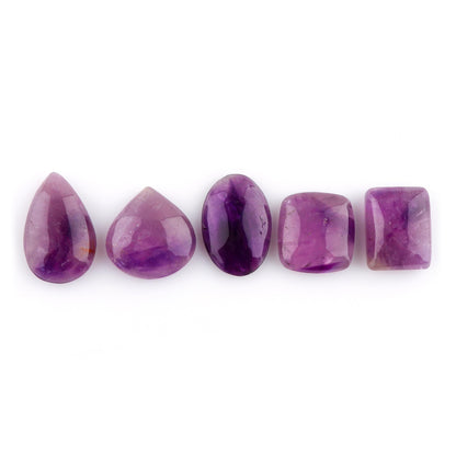 CRYSTALIS Wholesale 5pcs Natural Trapiche Amethyst Loose Gemstone Bulk Cabochons Jewelry Making Supply from Brazil, Chakra Healing Polished Stones, Wire Wrapping, DIY, Gem Collection