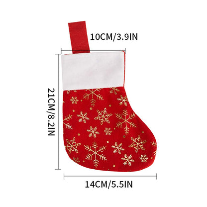 CCINEE 24PCS Christmas Stockings Decoration Snowflakes Stocking Red Fannel Faux Fur Xmas Stockings for Home Decor Fireplace