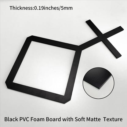 MidModArt PVC Modular Decorative Fretwork Wall Panels for Living Room Lobby Bedroom, 8PCS Cross Grid-Black Matte Black Finish