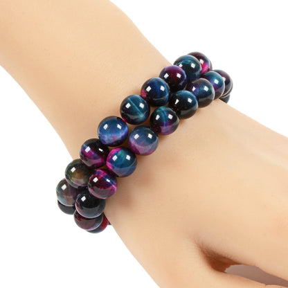 Justinstones Dyed Rose Blue Green Tiger Eye Gemstone 10mm Round Beads Stretch Bracelet 7 Inch Unisex