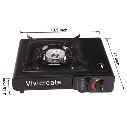 Vivicreate Portable Butane Stove 8500 BTU, Butane Stove with Auto Ignition for Camping, Lightweight Portable Gas Stove Burner with Safety Lock, Butane Burner, Estufa de Gas Portatil(Black)