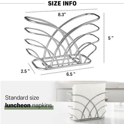 LEVIMETREE Napkin Holder for Table – Silver Iron Upright Napkin Dispenser for Paper Napkins, Napkin Dispenser for Kitchen Dining, Cocktail Picnic Bar Modern Kitchen and Dining Decor, Servilletero