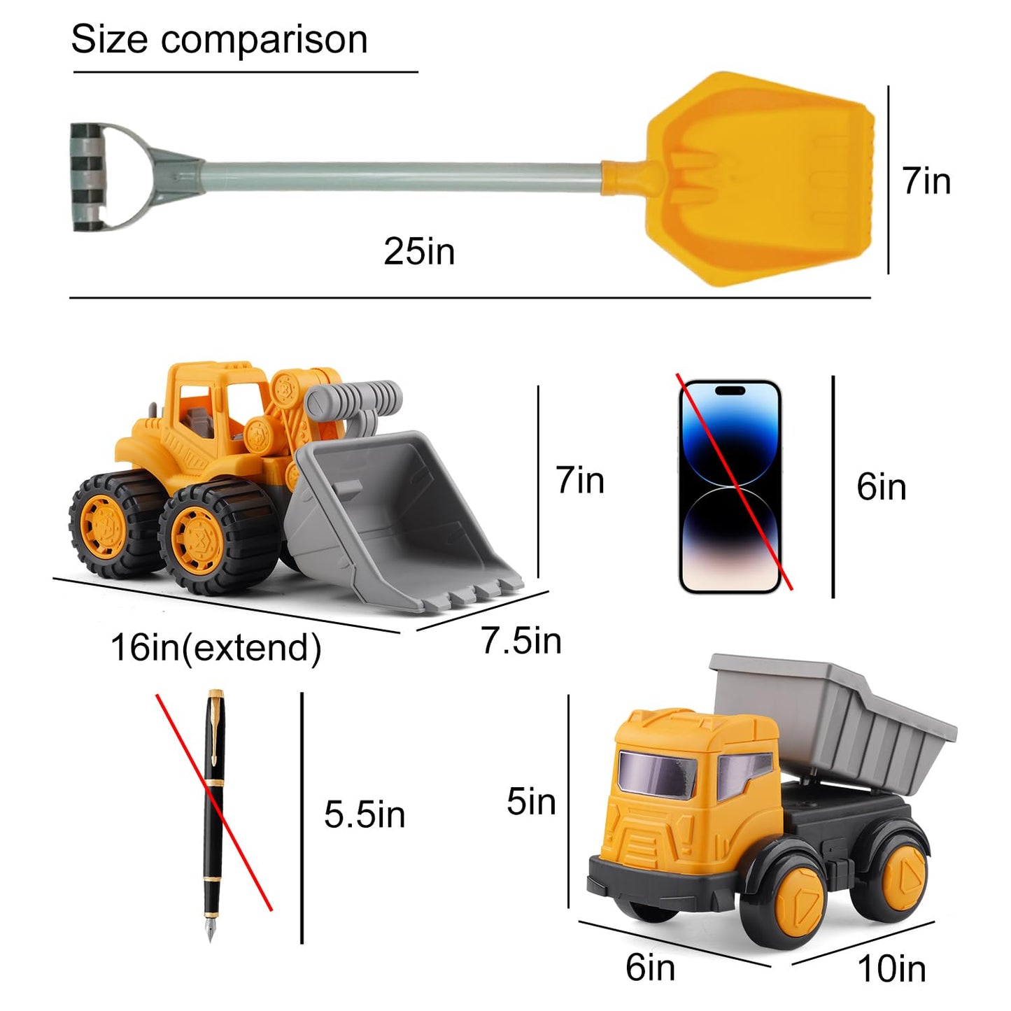 IOKUKI Long Shovel Sand Beach Toys with Big Excavator Toy, Dump Truck Toy, Construction Toys, Sand Castle Toys for Beach, Beach Rakes, Molds, Mesh Beach Bag for Kids, Toddlers, Boys & Girls (31 PCS)