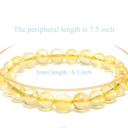 DAZCOLO 8mm Natural Gemstone Stretch Bracelet, Handmade Unisex Crystal Bracelets for Meditation, Yoga, Spiritual Healing & Positive Energy (Citrine)