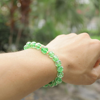 AROUROUA Glass Beaded Bracelet Glowing Bracelet Luminous Bracelets for Women Glass Mermaid Bracelet Bangles Anti Anxeity Healing Energy