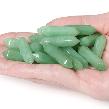 10 PCS Green Aventurine Healing Crystals Wands Polished Tumbled Stones Bulk Natural Hexagonal Pointed Stocking Stuffers Reiki Energy Balancing Meditation Therapy Chakra Wand Set