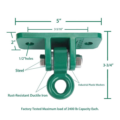 BETOOLL Heavy Duty Swing Hanger Set 10000 lb Capacity for Indoor Outdoor Playground Swing Sets Pack of 4 Green