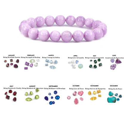 Naupyal June Birthstone Bracelet for Women Men,Purple Jade Natural Stone Beaded Bracelets,Healing Crystal Gemstones Stretch Bracelet Stress Relief Month Bracelet Birthday Jewelry Gifts