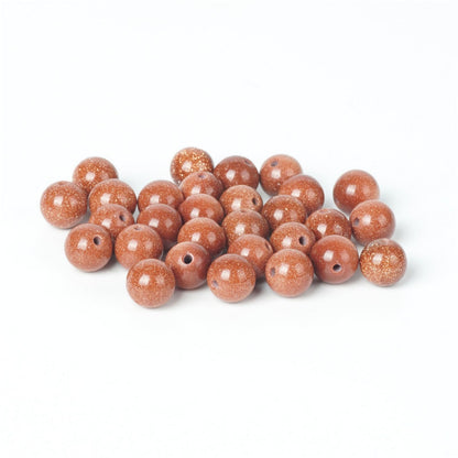 100Pcs Natural Stone 6mm Golden Sand Stone Round Loose Gemstone Energy Healing Beads Hole Size 1mm DIY Smooth Beads for Bracelet Necklace Earrings Jewelry Making