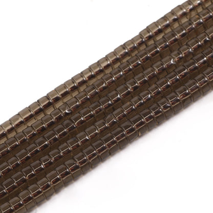 NITOPUPU 150Pcs 4×2mm Natural Smoky Quartz Spacer Stone Beads for Jewelry Making Supplies, Loose Semi Flat Round Gemstone Tube Beads for Bracelets DIY Crafts