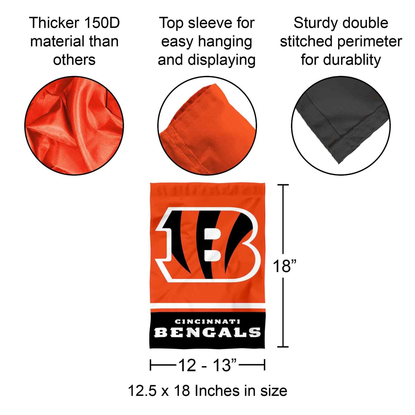 Cincinnati Bengals Double Sided Garden Flag