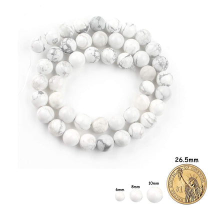 Yochus 45pcs White Howlite Turquoises Beads，8mm Healing Power Natural Stone Round Loose Beads for Jewelry Making Earring Necklace DIY Crafts