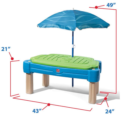 Step2 Cascading Cove Sand and Water Table, Kids Activity Sensory Playset, Comes with Umbrella, Summer Outdoor Toys, 7 Piece Toy Accessories, For Toddlers 1.5+ Years Old
