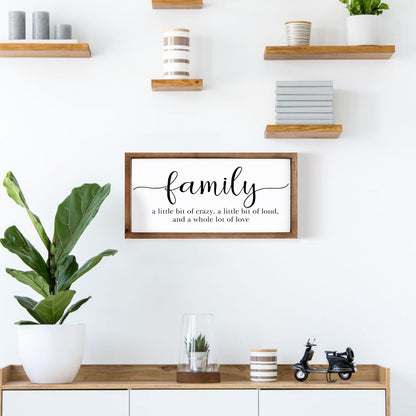MODE HOME Family Sign for Home Decor, Farmhouse Family Wall Decor with Wood Frame for Wall, Kitchen, Living Room, Bathroom, Bedroom