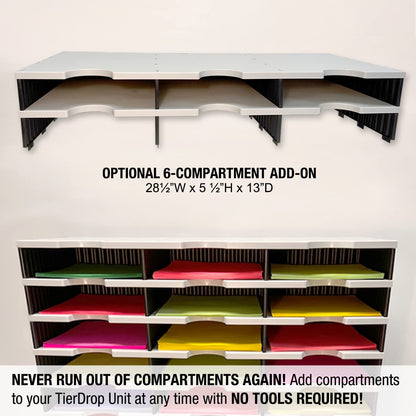 Ultimate Office Desktop Organizer 9 Letter Tray Sorter PLUS Riser Storage Base for Easy Access to Lower Slots, Desk Accessories & Supplies. Optional File Topper & Drawers
