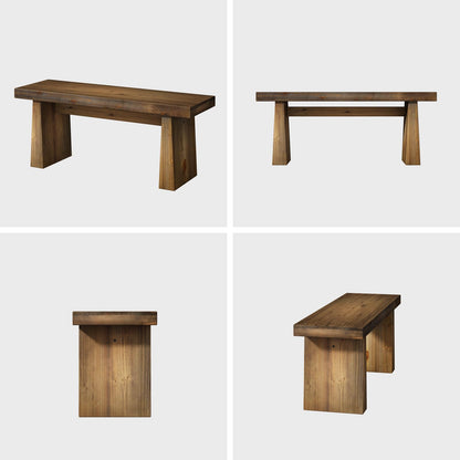 Wnutress 43" Farmhouse Solid Wood Benches Indoor with Wide Angled Legs, Rustic Long Entryway Bench Seat for Dining Table, Kitchen, End of Bed, Living Room, Hallway, Handcrafted Finish, Natural