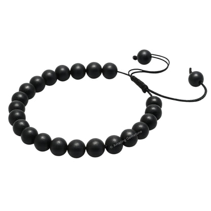 Amazing Gemstone Shungite Bracelet, Gifts For Men & Women - Protection Healing Crystal Bracelet - 8mm Gemstone Beaded Adjustable Bracelet, Pulseras Para Hombres Mujer Stocking Stuffers
