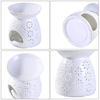 Auxmeware - Ceramic Tea Light Candle Holder, Essential Oil Burner Wax Melt Burner, Incense Aroma Diffuser, Home Decor