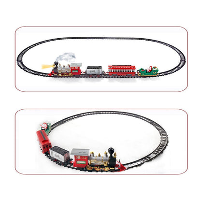 Menolana Christmas Train Set Tracks Toy Train Set for Under Christmas Tree Lights and Music with Smokes for Boys 3 4 5 6 7 8 Years Old