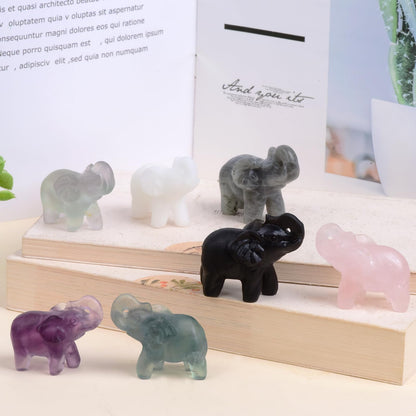 Ytbeoxk 1.8 Inch Fluorite Elephant Crystal Decor, Healing Crystal Cute Figurines,White Elephant Gemstones Decorations Statue, Lucky Reiki Stones in Home and Office Meditation Gift for Women and Men