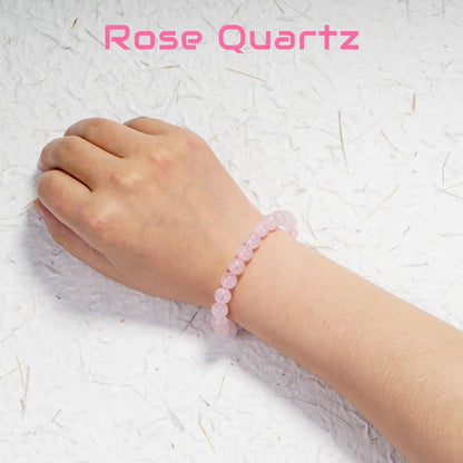 Naupyal October Birthstone Bracelet for Women Men,Rose Quartz Natural Stone Beaded Bracelets,Healing Crystal Gemstones Stretch Bracelet Stress Relief Month Bracelet Birthday Jewelry Gifts