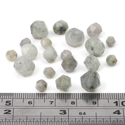 BEADIA Faceted Natural Spectrolite Stone Round Beads 6mm 36cm/Strand for Jewelry Making