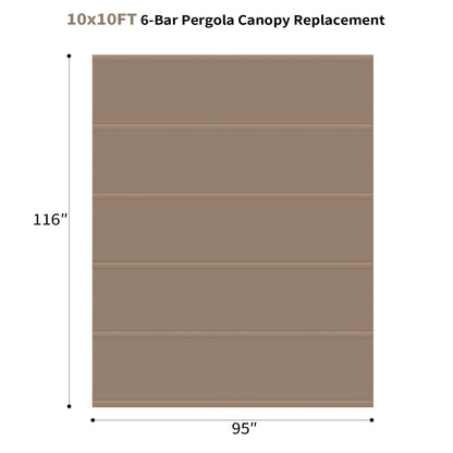 10' X 10' Pergola Shade Cover for Outdoor Retractable Durable Fabric Canopy Replacement Top Only, Sun Shade for Outside (Beige)