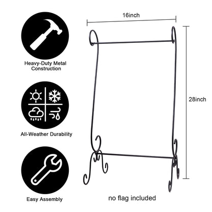 ESTTOP Scroll Garden Flag Stand Metal Iron Flag Holder Stand For Outside or Inside House Patio Balcony Decor Suitable for 12x18 Garden Flags No Flags Included