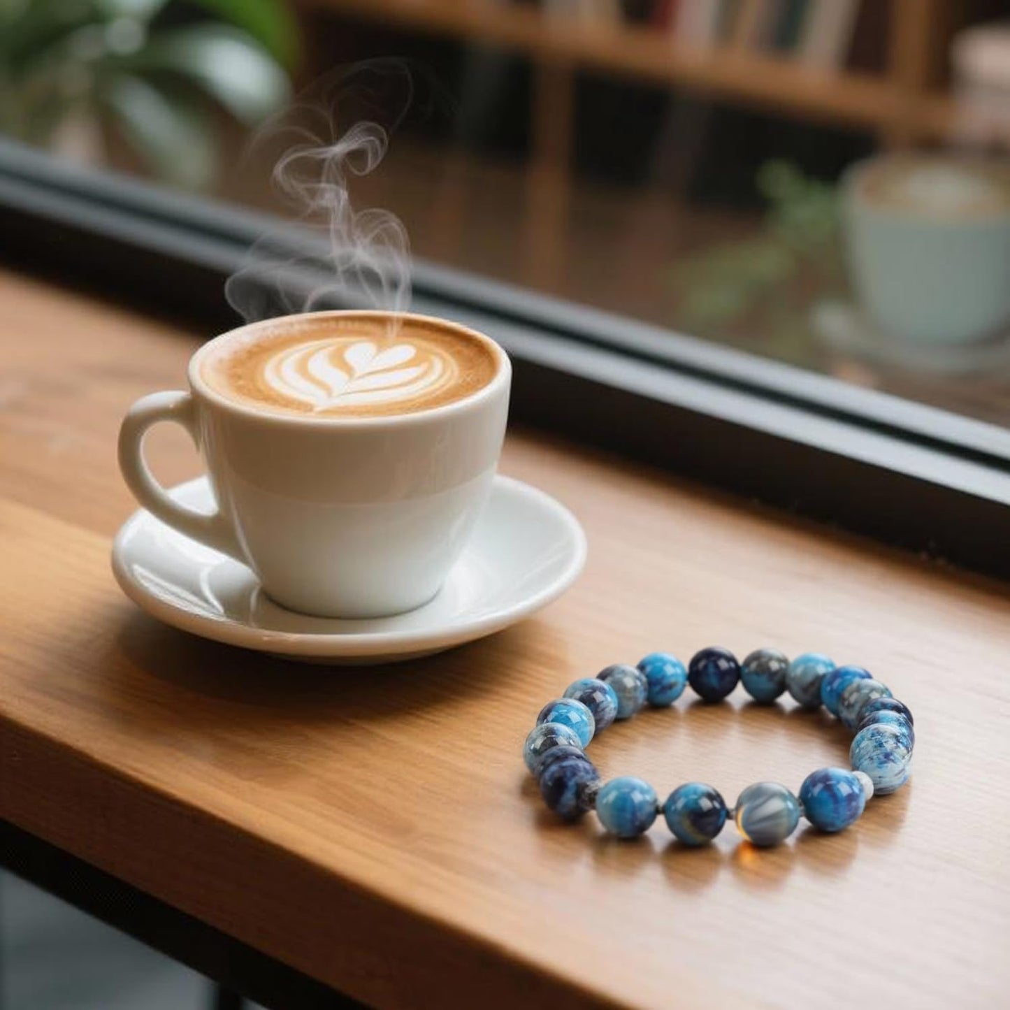 PZTIIY Crystal Bracelet - Natural Energy Crystal Bracelet for Men and Women (ZLY-Lake blue agate)