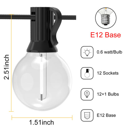 UOLOB ‌Outdoor String Lights 25FT, Waterproof Patio Lights with 12+1 G40 Shatterproof Bulbs, Connectable Hanging Outdoor Lights for Backyard, Garden, Porch, Gazebo, Party Decor