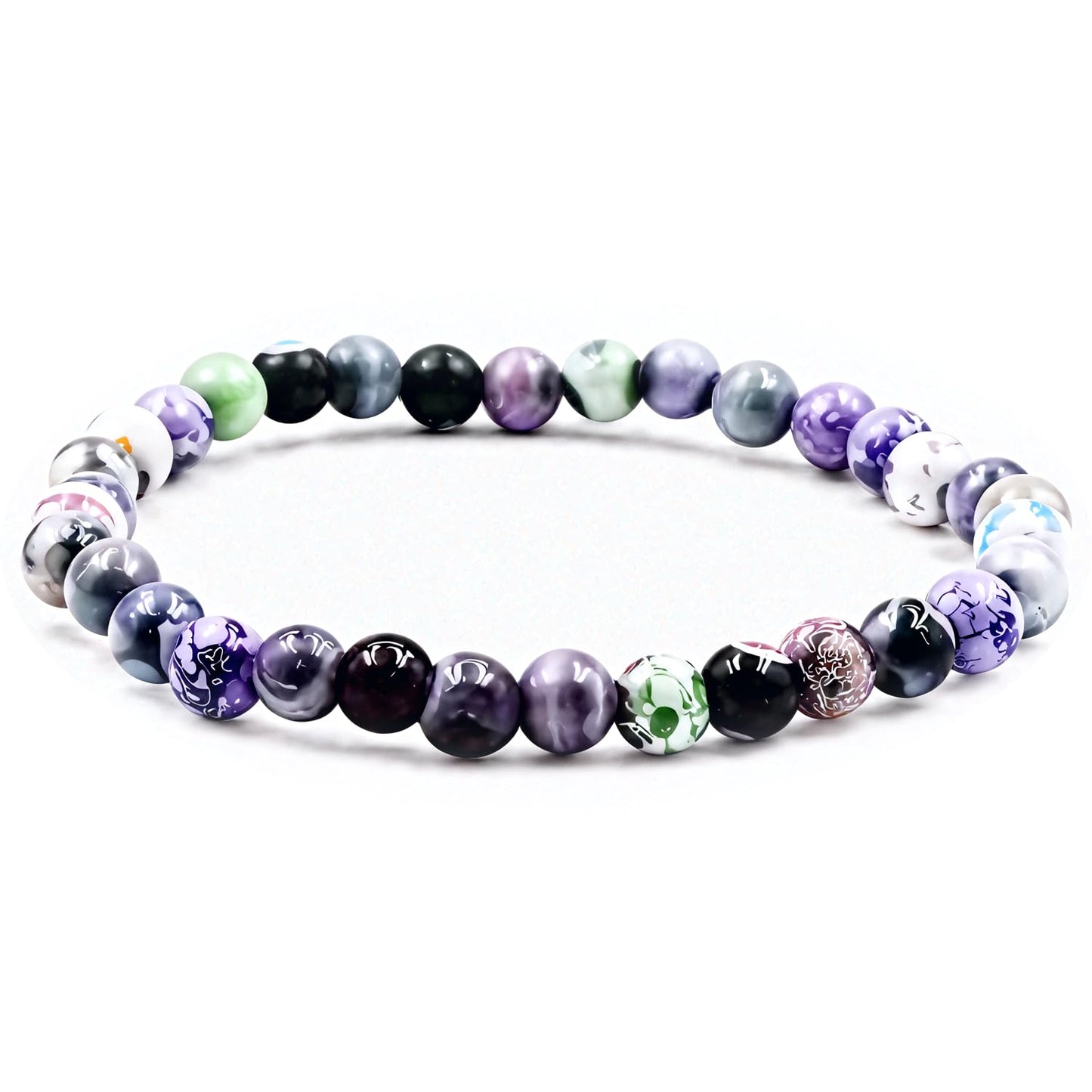 PZTIIY Natural Energy Healing Stone Charm Bracelet 6mm Natural Energy Healing Lava Rock Bracelet - Unisex (Small)