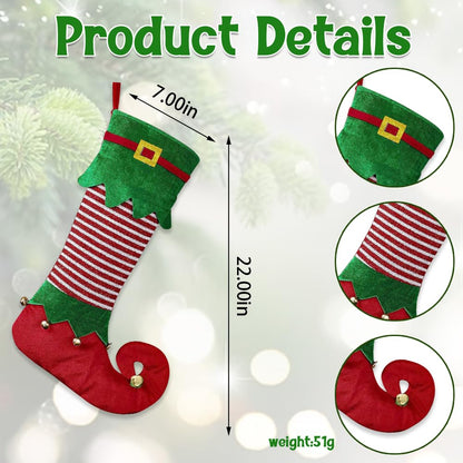 Estivaux Large Christmas Stockings Xmas Fireplace Hanging Stockings Red Green Velvet Stocking Winter Gnomes Shoes Stockings Gift Holding Bag for Home Christmas Decorations Party Favor Supplies